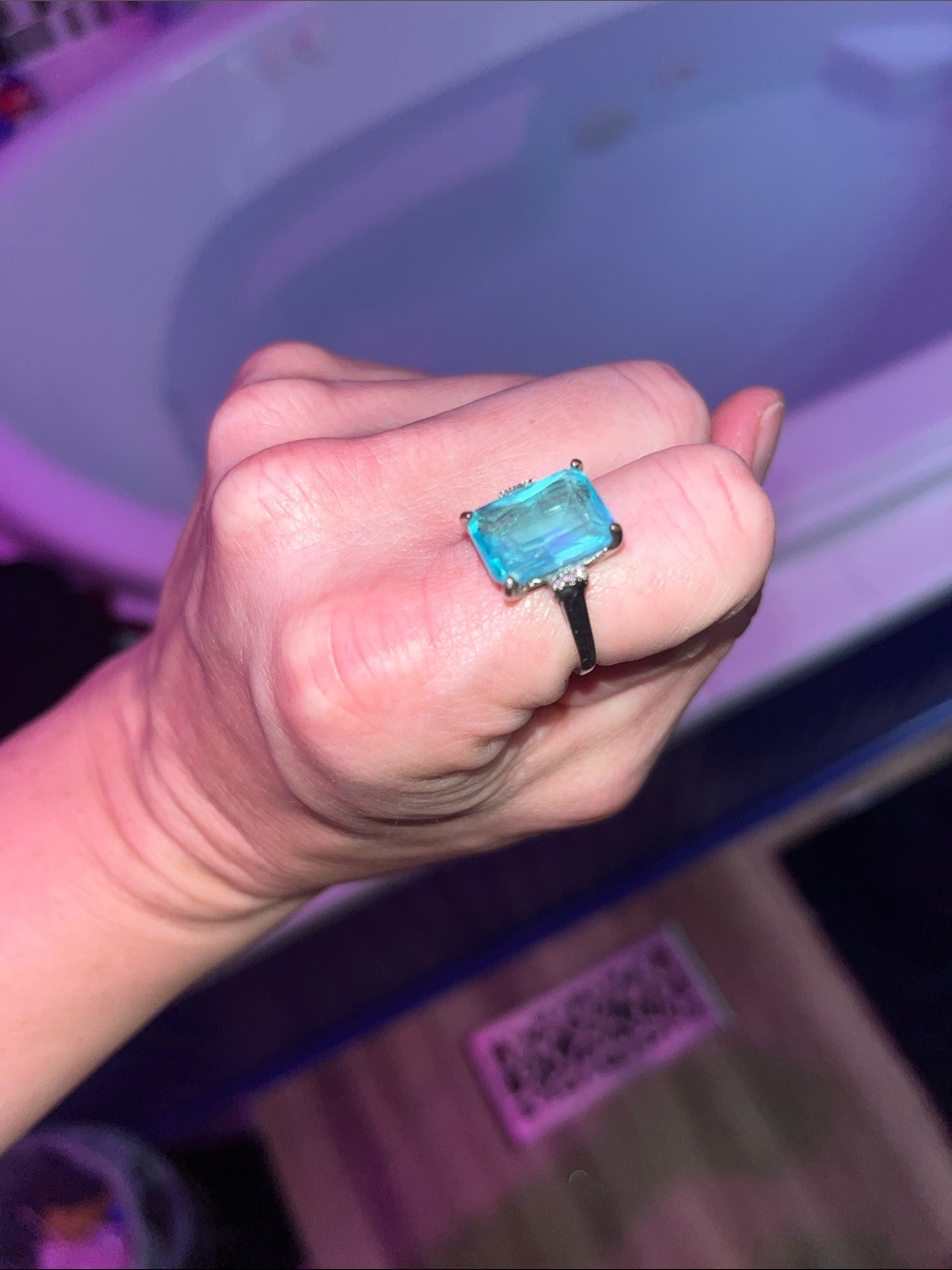 Blue Emerald-Cut Gemstone Solitaire Ring - Women Jewelry